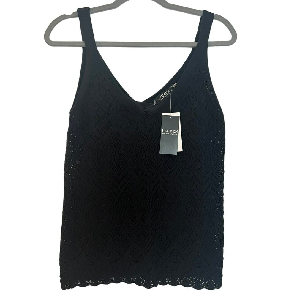 RALPH LAUREN WOMEN'S CROCHET BLOUSE TANK TOP 100% COTTON SIZE M NWT